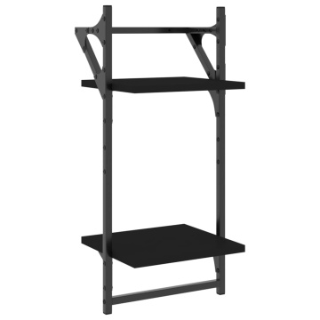 Rafturi perete cu 2 niveluri/bare 2 buc negru 30x25x65 cm - Img 4