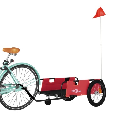 Remorcă biciclete, roșu și negru, țesătură oxford și fier - Img 3