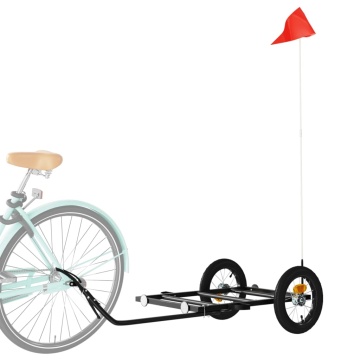 Remorcă de bicicletă, negru, 122x53x28 cm, fier - Img 3