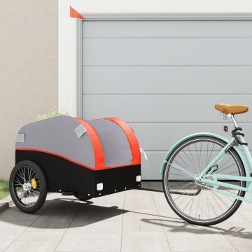 Remorcă de marfă pentru biciclete negru/portocaliu 45 kg fier - Img 1