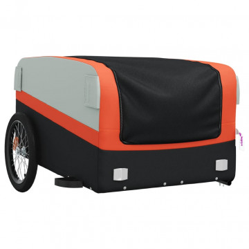 Remorcă de marfă pentru biciclete negru/portocaliu 45 kg fier - Img 4