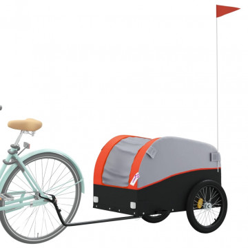 Remorcă de marfă pentru biciclete negru/portocaliu 45 kg fier - Img 3