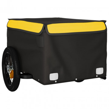 Remorcă de marfă pentru biciclete, negru și galben, 30 kg, fier - Img 4