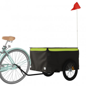 Remorcă de marfă pentru biciclete, negru & verde, 45 kg, fier - Img 3