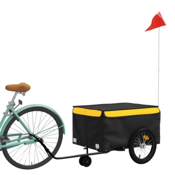 Remorcă pentru biciclete, negru și galben, 45 kg, fier - Img 3