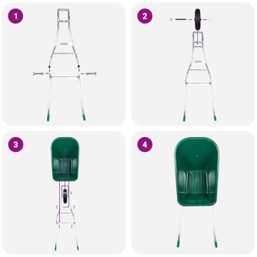 Roabă Verde 90 L 150 kg Oțel galvanizat și plastic - Img 4