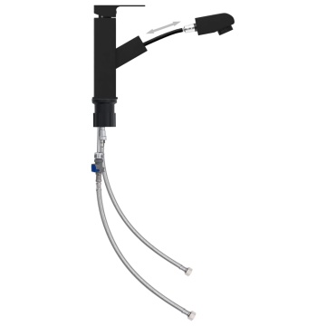 Robinet chiuvetă de baie retractabil, negru, 157x172 mm - Img 2