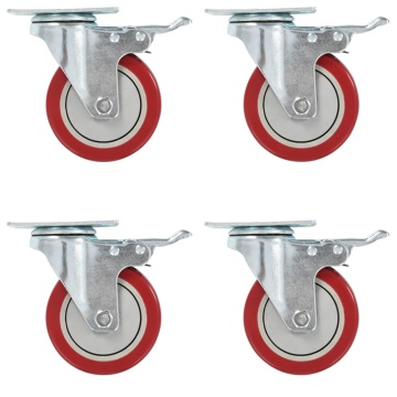 Roți pivotante cu frâne duble, 4 buc., 100 mm - Img 1