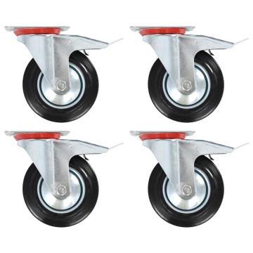 Roți pivotante cu frâne duble, 4 buc., 160 mm - Img 1