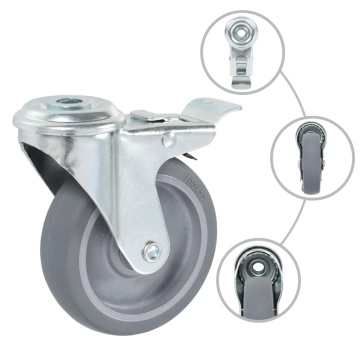 Roți pivotante cu gaură pentru șurub, 8 buc., 100 mm - Img 2