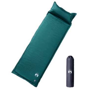 Saltea camping auto-gonflabilă, cu pernă, 1 persoană, verde - Img 1
