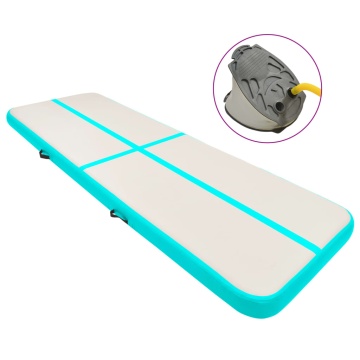 Saltea gimnastică gonflabilă cu pompă verde 300x100x15 cm PVC - Img 1