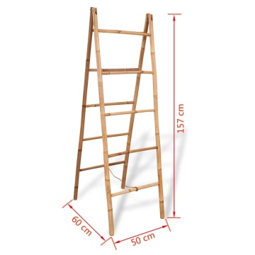 Scară dublă pentru prosoape cu 5 trepte din bambus 50 x 160 cm - Img 5