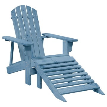 Scaun Adirondack cu taburet, albastru, lemn masiv de brad - Img 2