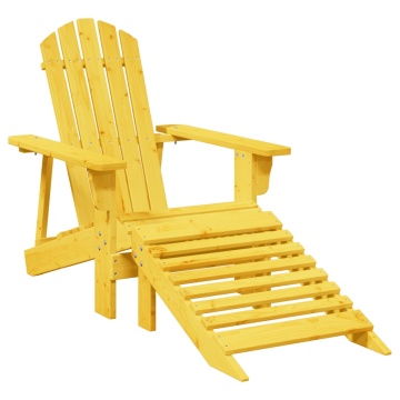 Scaun Adirondack cu taburet, galben, lemn masiv de brad - Img 2