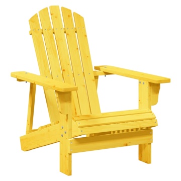 Scaun Adirondack cu taburet, galben, lemn masiv de brad - Img 8