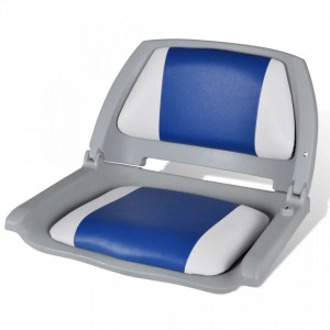Scaun barcă cu spătar pliabil cu pernă albastru-alb 41 x 51 x 48 cm - Img 1
