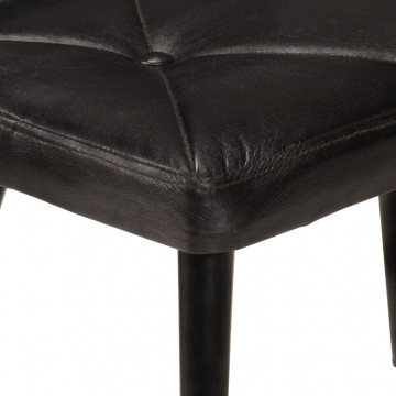 Scaun cu spătar înalt, cu taburet, negru, piele naturală - Img 8