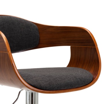 Scaun de bar, gri, lemn curbat și material textil - Img 5