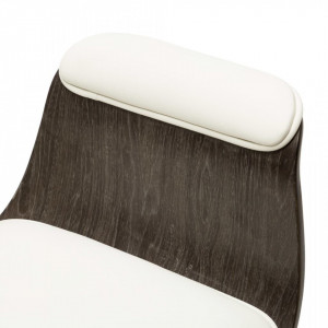 Scaun de birou, alb, lemn curbat și piele ecologică - Img 6