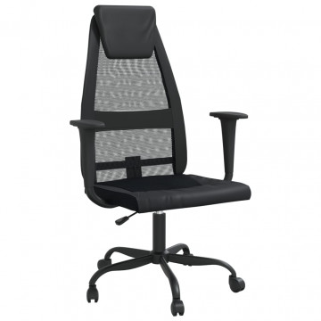 Scaun de birou, negru, plasă textilă și piele ecologică - Img 2