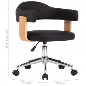 Scaun de birou pivotant, negru, lemn curbat și piele ecologică - Img 7