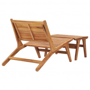 Scaun de grădină cu suport de picioare, lemn masiv de tec - Img 3