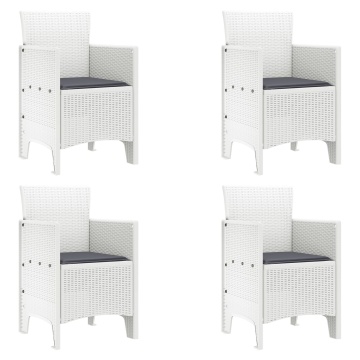 Scaun de grădină Set de 4 Alb, Antracit Plastic, Poliester - Img 2