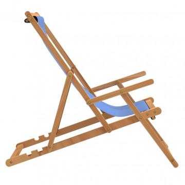 Scaun de plajă pliabil, albastru, lemn masiv de tec - Img 4