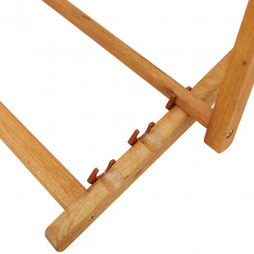 Scaun de plajă pliabil, negru, lemn masiv de eucalipt, textil - Img 6