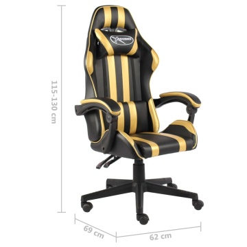 Scaun de racing, negru și auriu, piele ecologică - Img 5