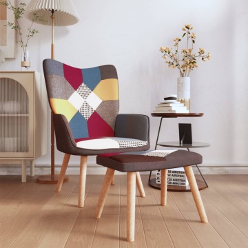 Scaun de relaxare cu taburet, textil, petice - Img 1