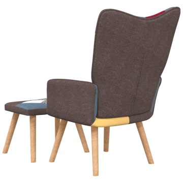 Scaun de relaxare cu taburet, textil, petice - Img 8