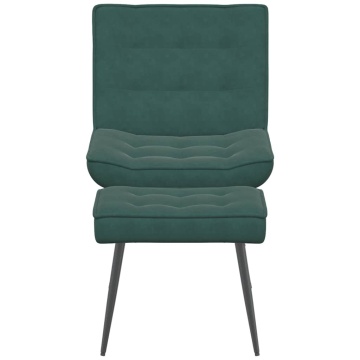 Scaun de relaxare cu taburet, verde închis, catifea - Img 4