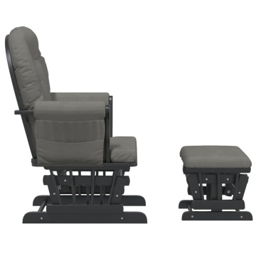 Scaun de relaxare glisant cu taburet, gri închis, textil - Img 4