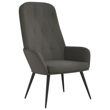 Scaun de relaxare, gri închis, catifea - Img 2