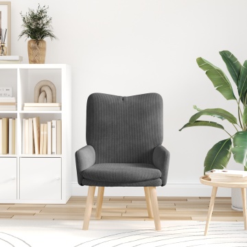 Scaun de relaxare gri închis din țesătură corduroy - Img 3