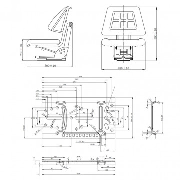 Scaun de tractor cu suspensie Negru - Img 7