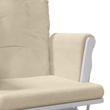 Scaun glisant cu taburet, alb crem, material textil - Img 7