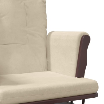 Scaun glisant cu taburet, alb crem, material textil - Img 7