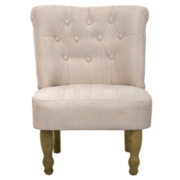 Scaun în stil franțuzesc, crem, material textil - Img 3