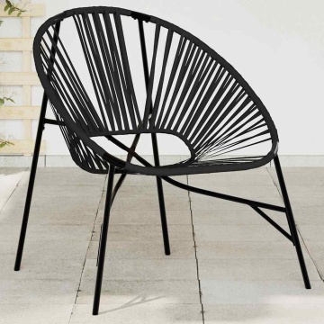 Scaun ouă de grădină Negru Poly Rattan - Img 1