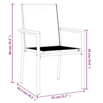 Scaune de grădină, 2 buc., negru, 55x61,5x90 cm, textilenă&oțel - Img 7