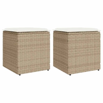 Scaune de grădină cu perne 2 buc Bej 40x40x43 cm Poly Ratan - Img 1