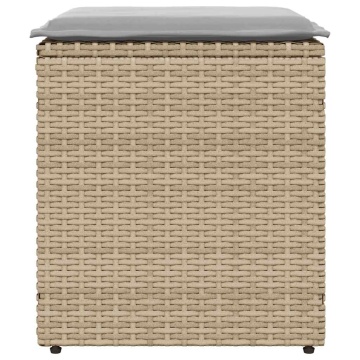 Scaune de grădină cu perne 2 buc Bej 40x40x43 cm Poly Ratan - Img 4