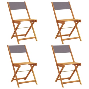 Scaune de grădină pliabile 4 buc., textil antracit/lemn masiv - Img 2