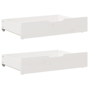Sertare de pat, 2 buc., 85x55x16 cm, alb, lemn masiv de pin - Img 1