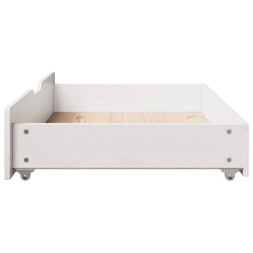 Sertare de pat, 2 buc., 90x55x16 cm, alb, lemn masiv de pin - Img 8