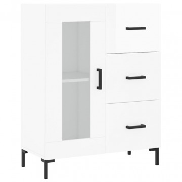 Servantă, alb extralucios, 69,5x34x90 cm, lemn compozit - Img 2