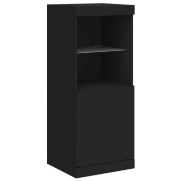 Servantă cu lumini LED, 3 buc., negru, lemn prelucrat - Img 6